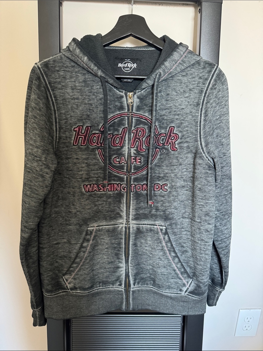 Hard Rock Cafe Gray Hoodie with Red Accented Logo